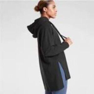 [New] Athleta Yogi (XS) Black Cotton Oversized Split-Side Long Sleeve Hoodie